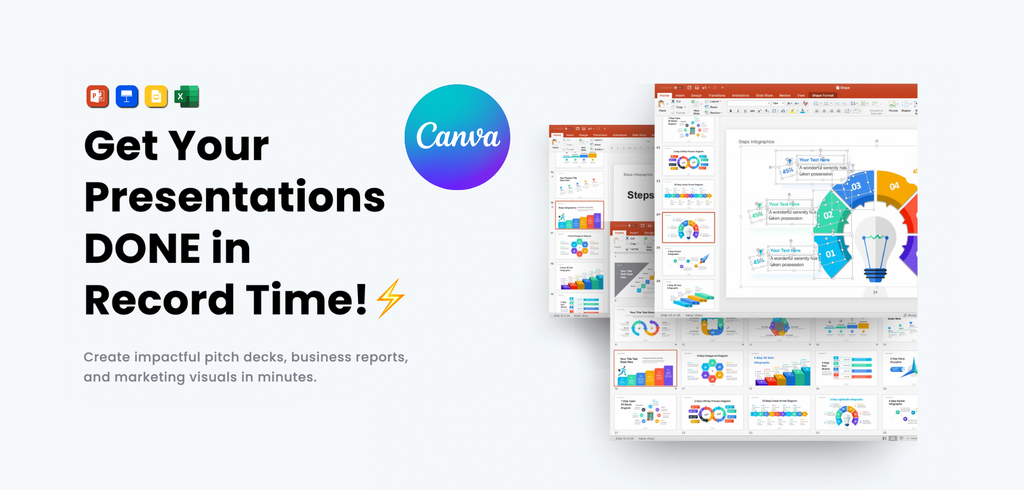 An image showing a side-by-side view of Canva and PowerPoint templates. on a computer screen. 